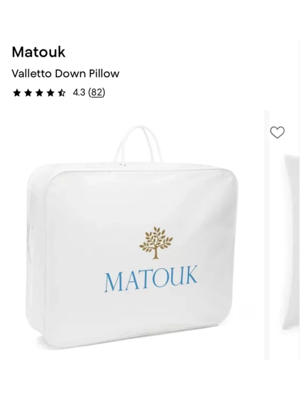 NWT Matouk Valletto Down Pillow Medium Firmness